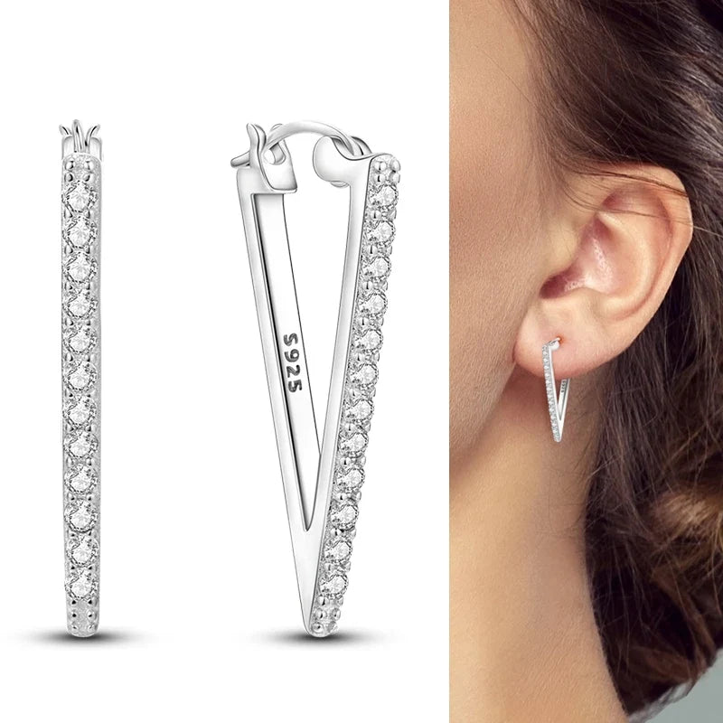 Genuine 925 Sterling Silver Love Feather Earrings Fit Original Charms Hoop For Women Girls Stud Earring Fine Jewelry Gifts