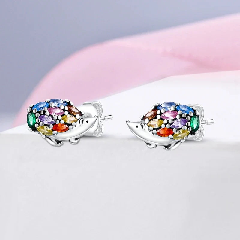 Original 925 Sterling Silver Colorful Cute Animal Pet Stud Earrings For Women Collocation For Girlfriend Birthday Gift