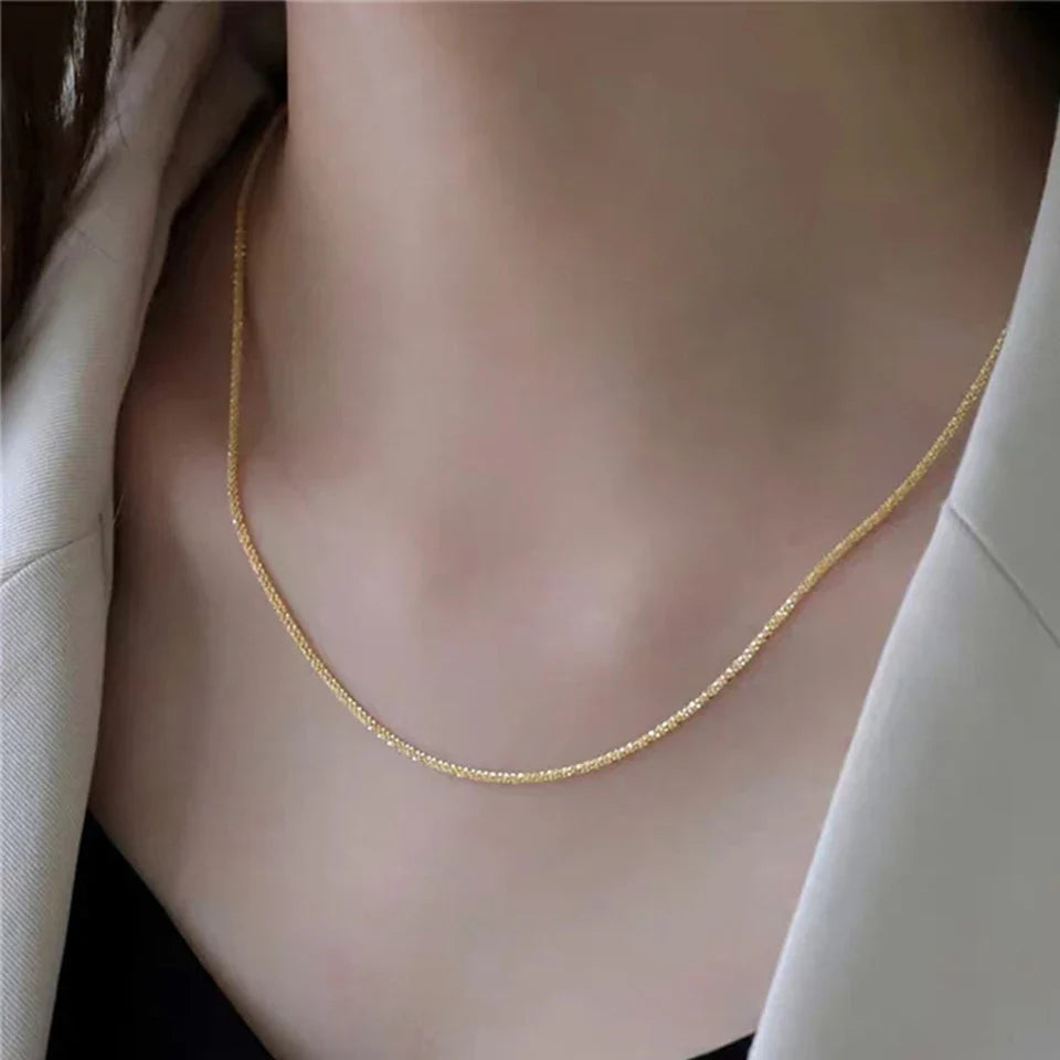 Trend Sparkling Silver Color Choker Necklace For Women Elegant Clavicle Chain Necklace Party Wedding Collar Jewelry Gifts
