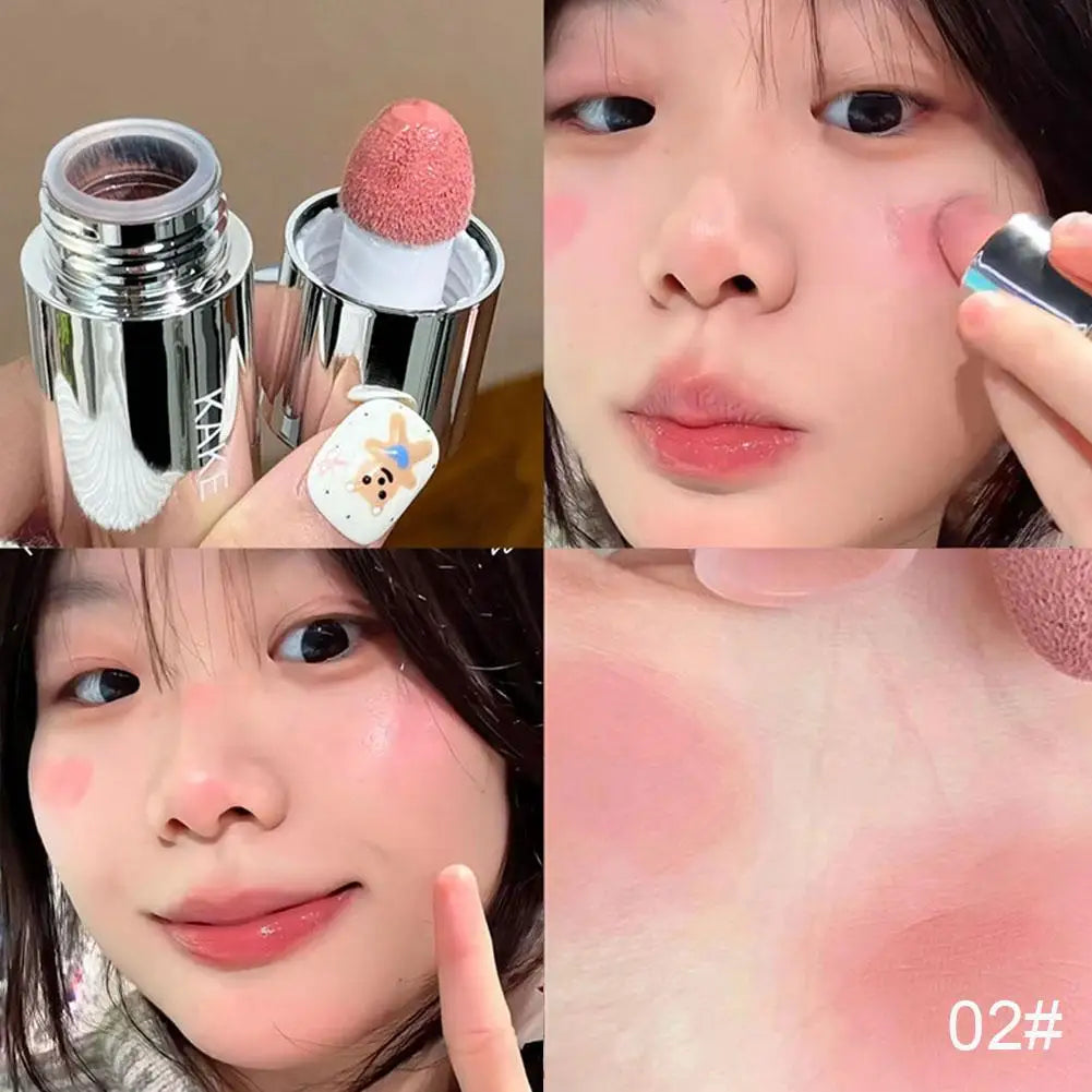 4 Colors Moisturizing Sponge Head Blusher Liquid Blush Stick Cheek Lip Milk Highlighter Natural Pink Rouge Matte Brighten Makeup