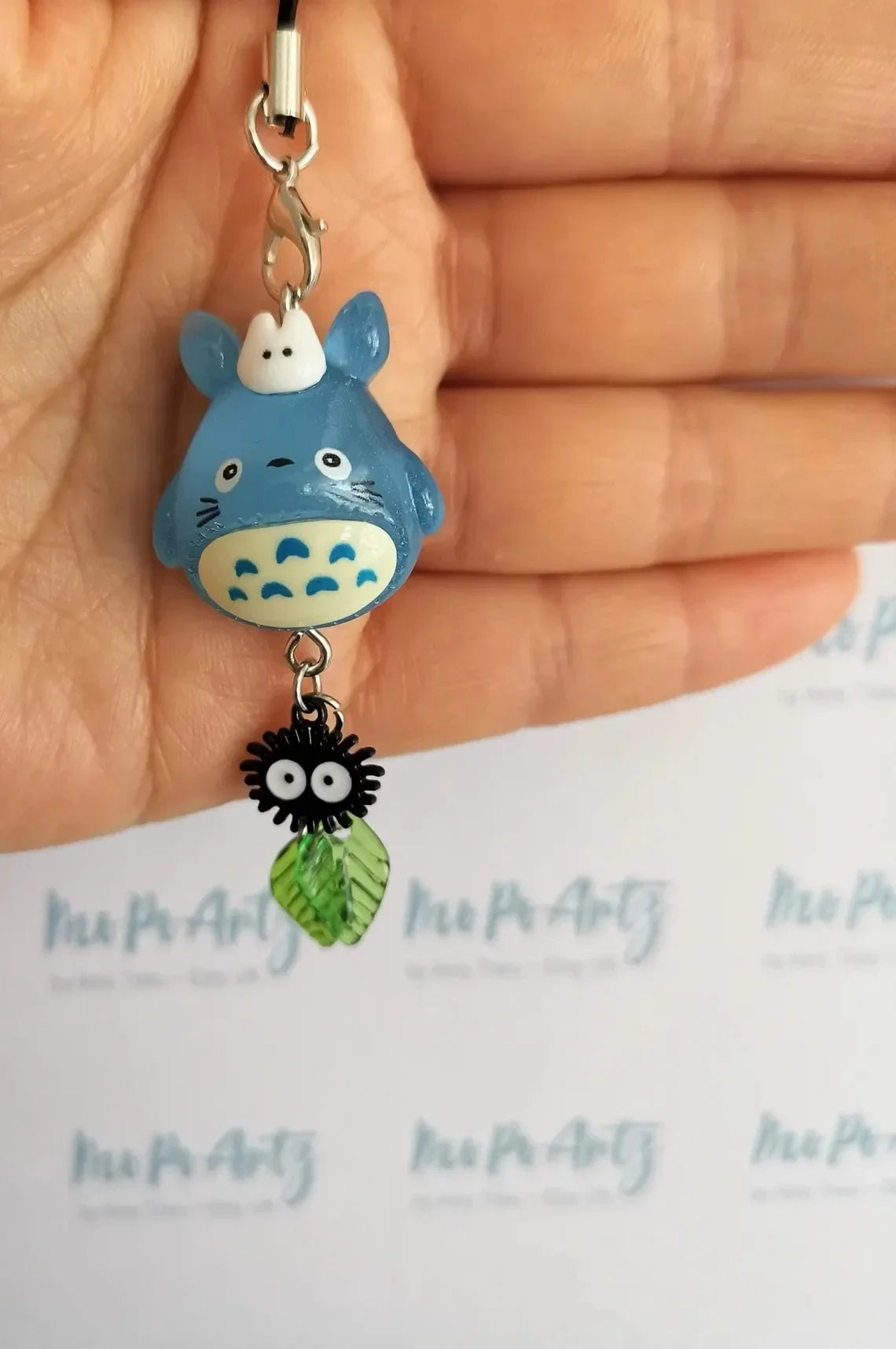 Kawaii Blue Animal Totoro Phone Charm Soot Sprite Keychain Woodland Anime Cat Cosplay Pendant Accessories Handmade Y2K Gift