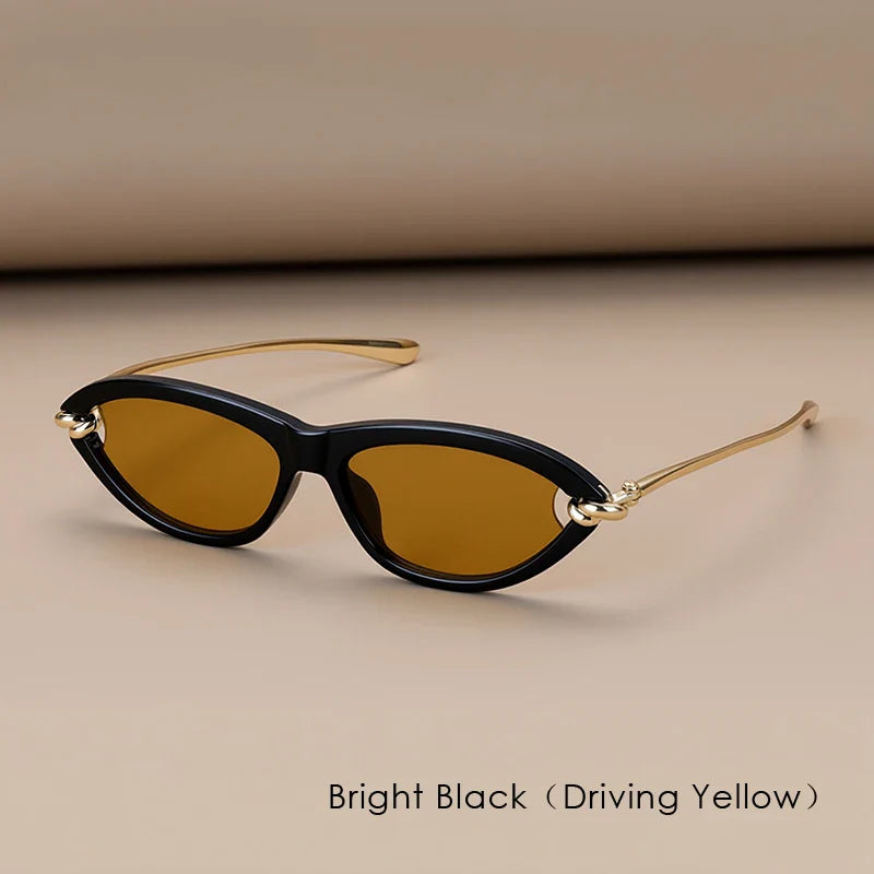 Trendy Luxury Brands Women's Cat Eye Tortoiseshell Sunglasses UV400 Oval Glasses For Woman Fashion Designer Classical Glasses