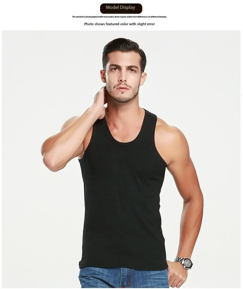 2026 New Men's Summer Lightweight Cotton Tight Vest Sports Casual Family Pajamas Outdoor Tight Top Breathable Quick Drying Vest