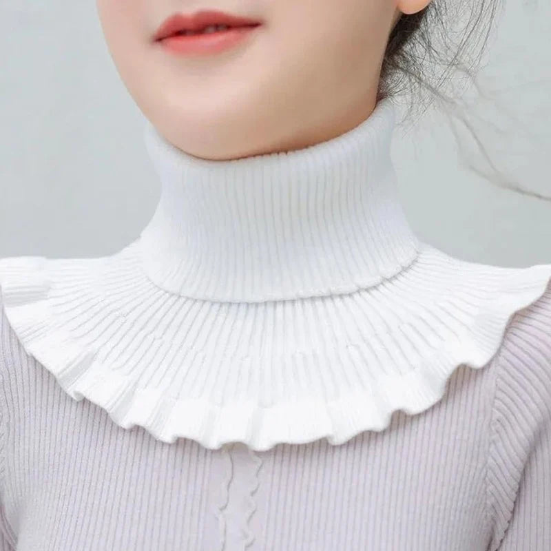 Warm Knitted Fake Collar Women Thicken Turtleneck Ruffles False Collars Detachable Neck Guard Winter Windproof Fake Collar