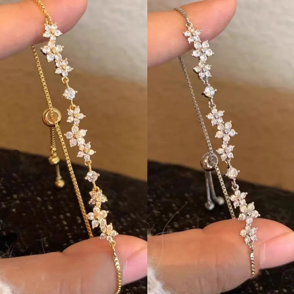 Pulling Bracelet Zircon Handmade Bracelet Zinc Alloy Bracelet Fashionable For Party Women Fashion Accessory