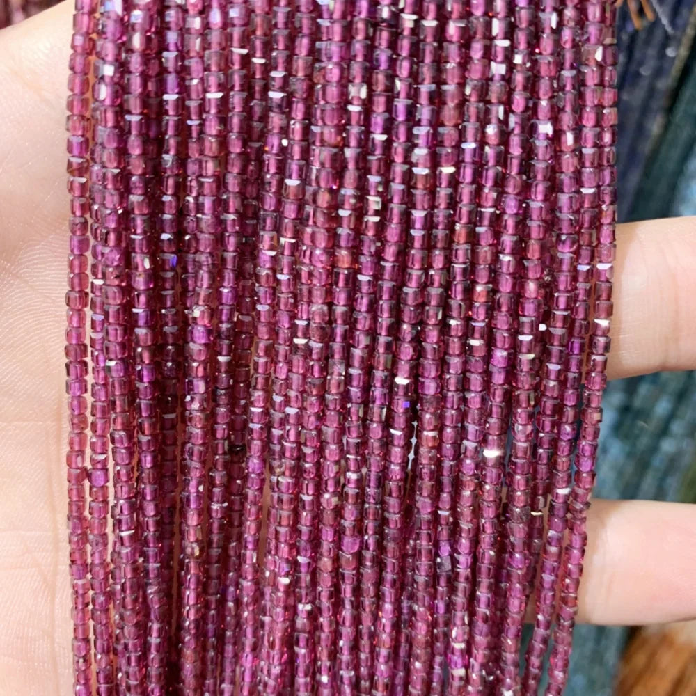 2x2mmNatural Colored Tourmaline Blue Tourmaline Faceted Cube Beads Square Stone Beads for JewelryDIY Making  Gemstone Loose Bea