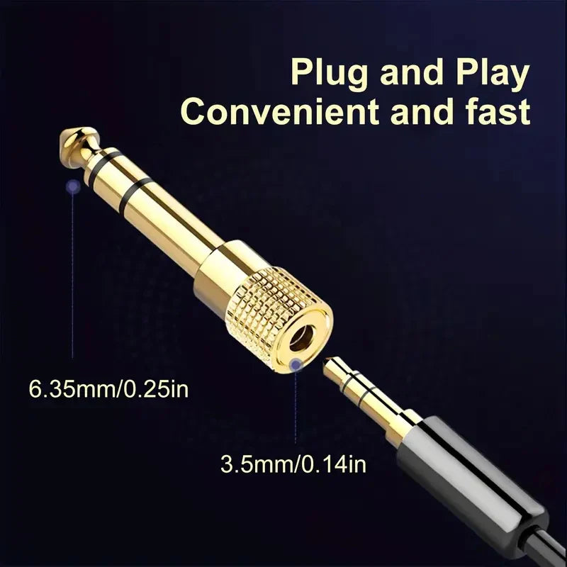 Jack 6.5 6.35mm Male Plug to 3.5mm Female Connector Gold Plating Headphone Microphone AUX Audio Plug