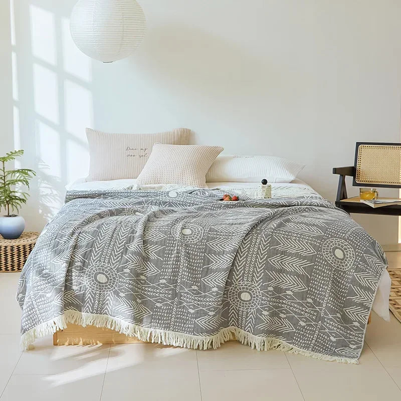 Nordic Throw Blanket For Beds Cotton Double Sided Sofa Cover Sofa Cushion Soft Blanket Leisure Bedspread Four Seasons Thin Quilt