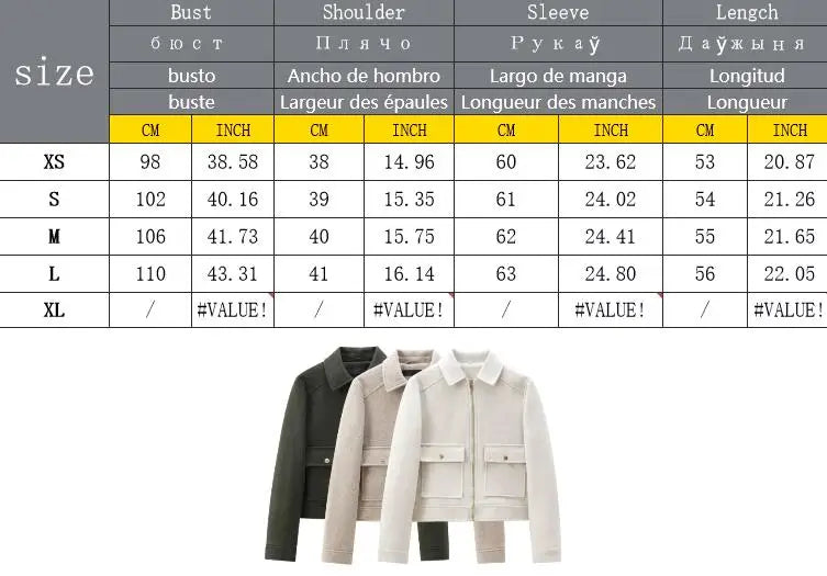 Women's Zipper Jacket Coat New Winter Long Sleeve Pocket Outerwear Coat Short Street Elegant Women's Jacket