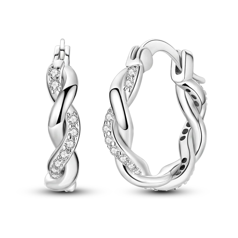 Genuine 925 Sterling Silver Love Feather Earrings Fit Original Charms Hoop For Women Girls Stud Earring Fine Jewelry Gifts