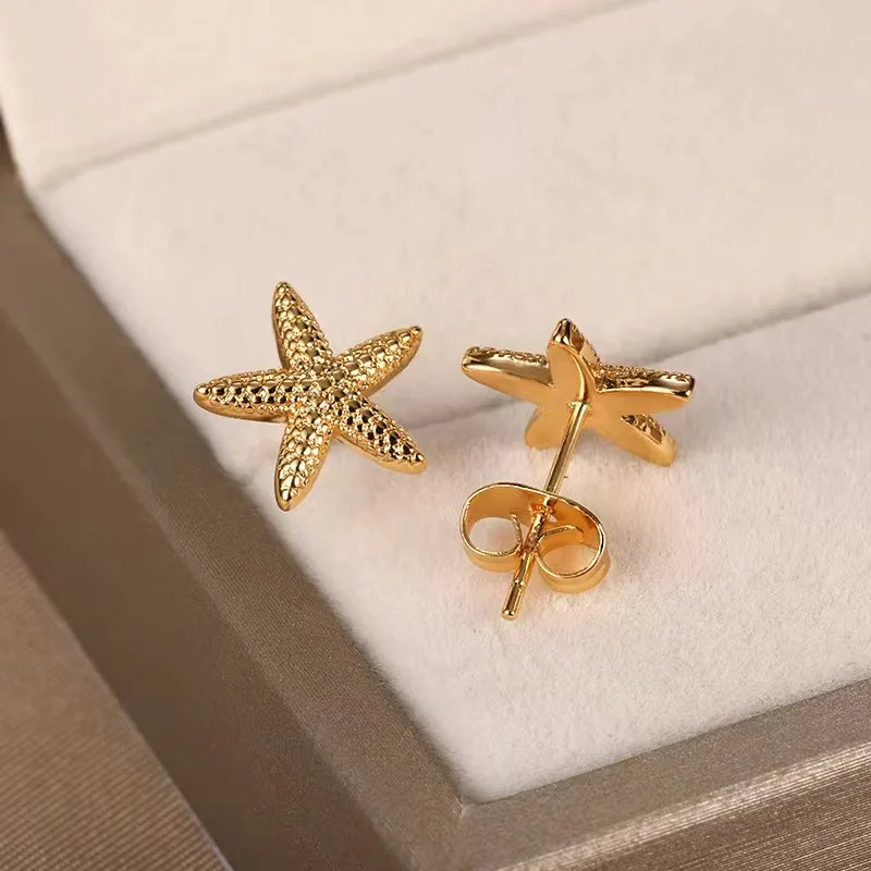 Vintage Star Shaped Earrings, Simple Star Shell Earrings, Ocean Party Jewelry Gift, New 2024 Collection