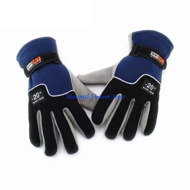 A70F Winter Warm Thermal Motorcycle Gloves Fleece Mittens For Women Men Snow Sports Hiking Back Windproof Lightweight