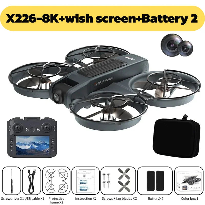 NEW for Genuine X226VR/X226 Mini Drones 8K Professional Remote Control Helicopter Plane RC Dron with Screen Quadcopter Toys Gift