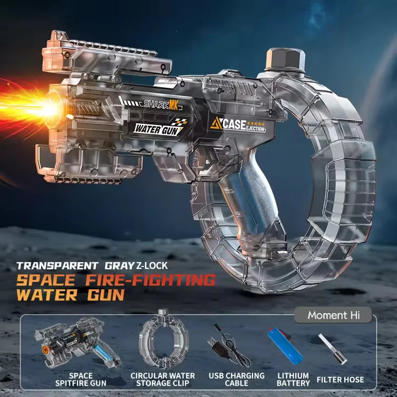 Children Energy Gathering Ring Electric Water Gun Led Emitting Automatic Continuous Water Squirt Gun Summer Outdoor Toy for Kids