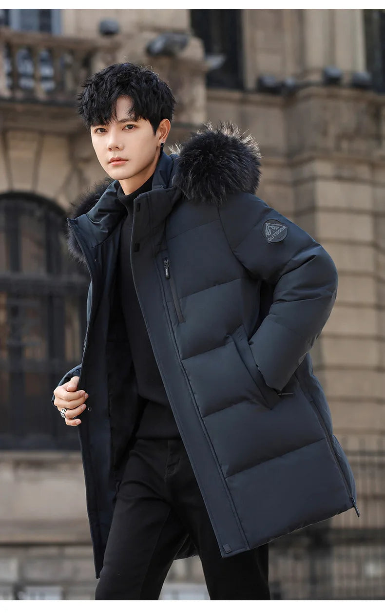 High Brand White Goose Down Jacket Coat Parka Men's Clothing Winter Padded Puffer Jackets Luxury Hooded Padding Outerwear HWY309