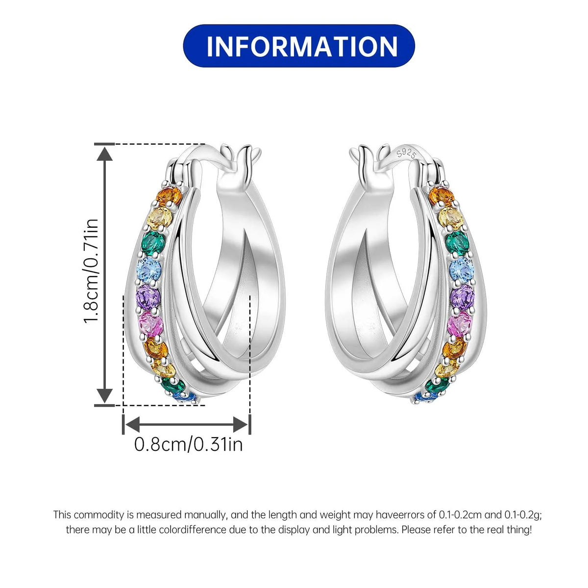 PANPOKI S925 Sterling Silver Purple Zircon Series Earrings Hoop Earrings For Women Jewelry Original Party Trendy Gifts