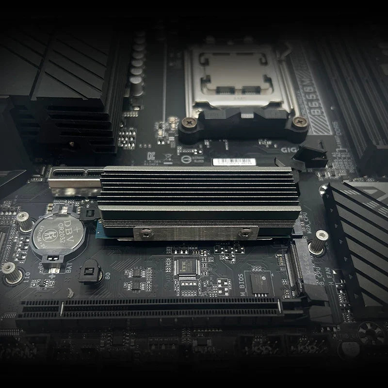 TEUCER M.2 NVMe 2280 SSD Heatsink Dual Copper Tube High Efficiency Radiator with Double-sided SSD Thermal Pad