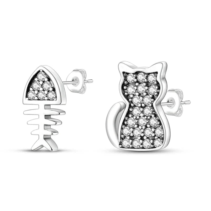 Original 925 Sterling Silver Colorful Cute Animal Pet Stud Earrings For Women Collocation For Girlfriend Birthday Gift