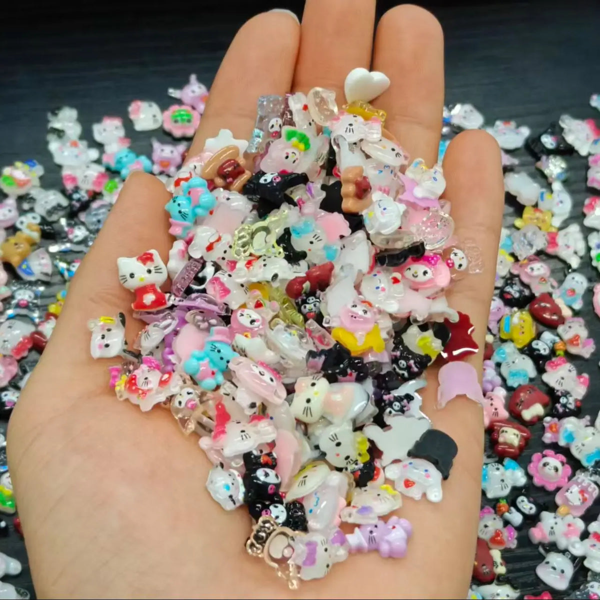 120PCS Box Mixed Hello Kitty 3D Nail Charms Cute Cartoon Resin Ornaments Kawaii DIY Nail Art Manicure Decor Accessories