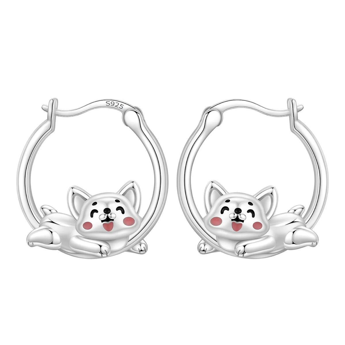 925 Sterling Silver Cute Lazy Cat Animal Pet Earrings Jewelry Hoop Earrings For Women Jewelry Birthday Party Fine Gifts