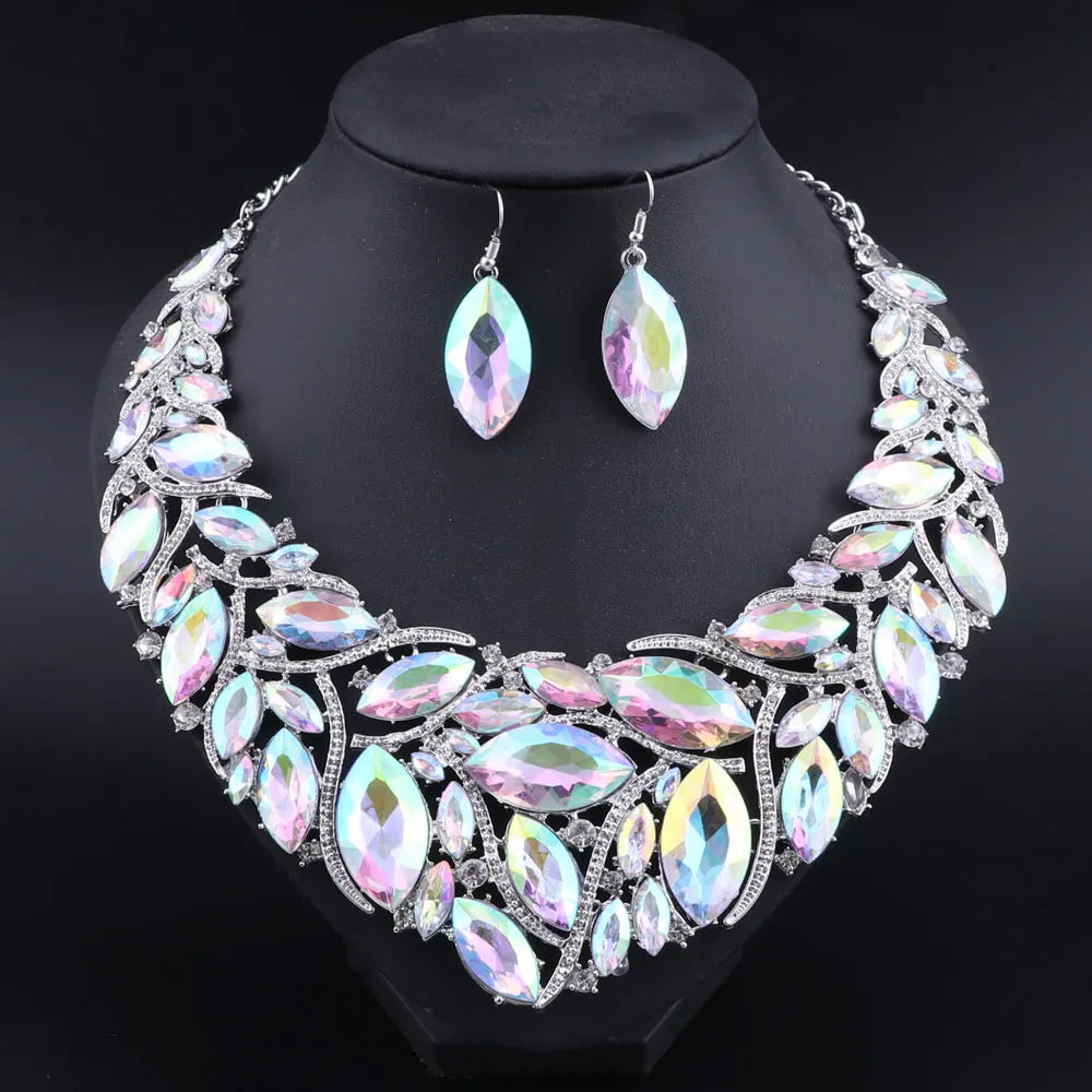 Bridal Jewelry Sets Wedding Engagement Necklace Earrings Sets for Brides Party Costume Decoration Jewellery Women