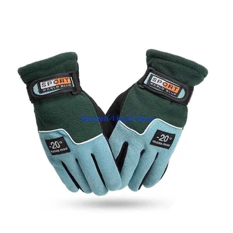 A70F Winter Warm Thermal Motorcycle Gloves Fleece Mittens For Women Men Snow Sports Hiking Back Windproof Lightweight