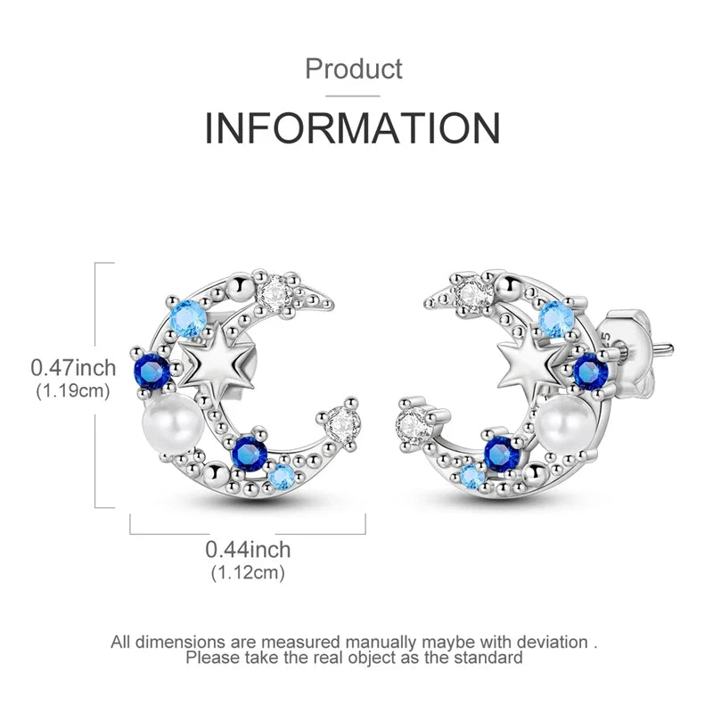 925 Sterling Silver Hoop Earring For Woman Night Sky Blue Purple Gemstone Original Earrings Fashion Jewelry Gift