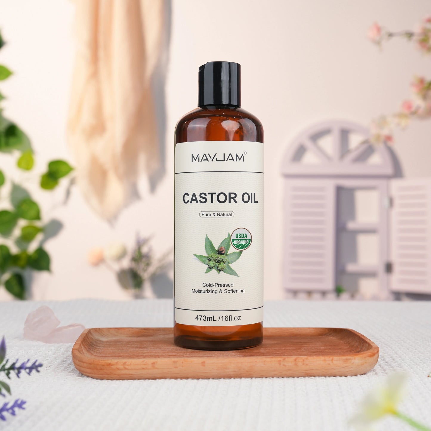 Organic Castor Oil Cold Pressed Massage Body Moisturizes Skin Nourish Hair 16fl.oz Pure Natural Carrier Oil for Eyelash Nail