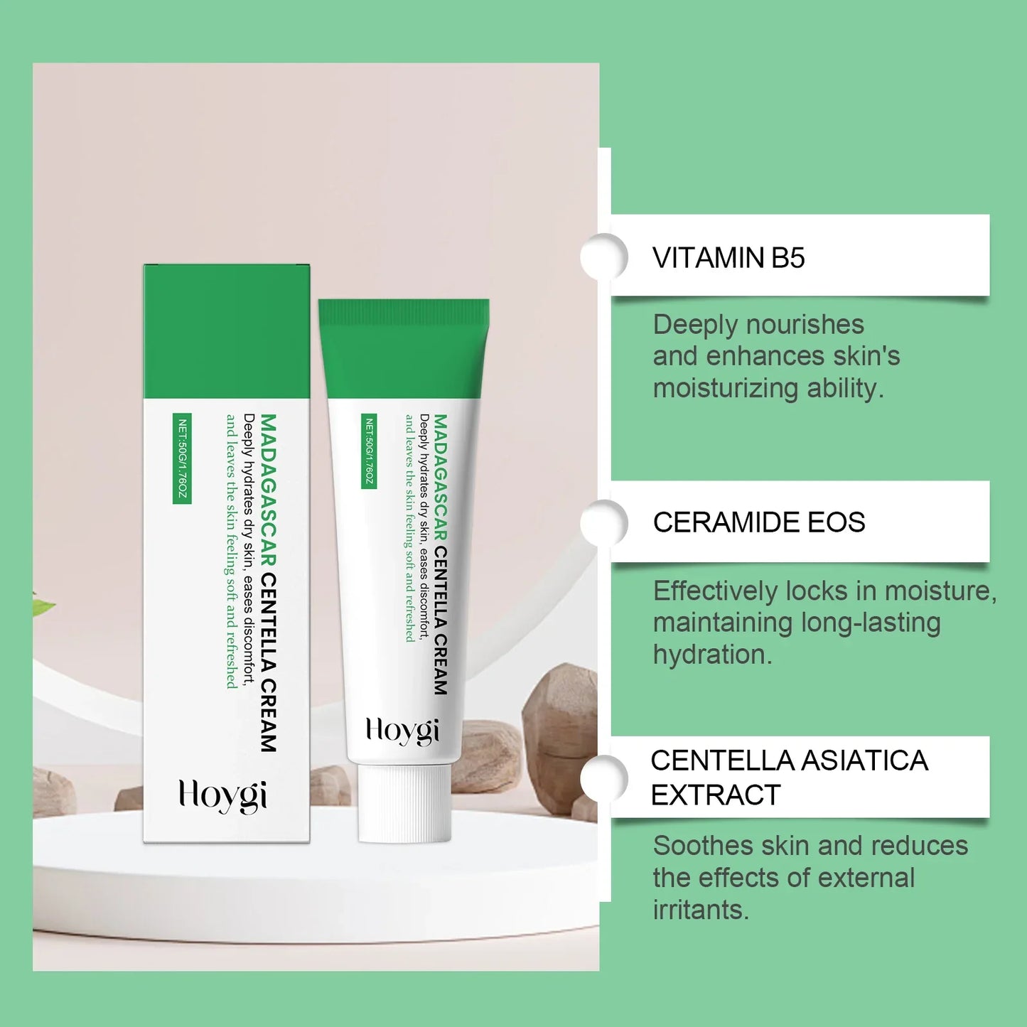 Centella Soothing Cream with Ceramide & B5 Face Repair Moisturizer Redness Relief Soothing Cream for Dry Sensitive Skin