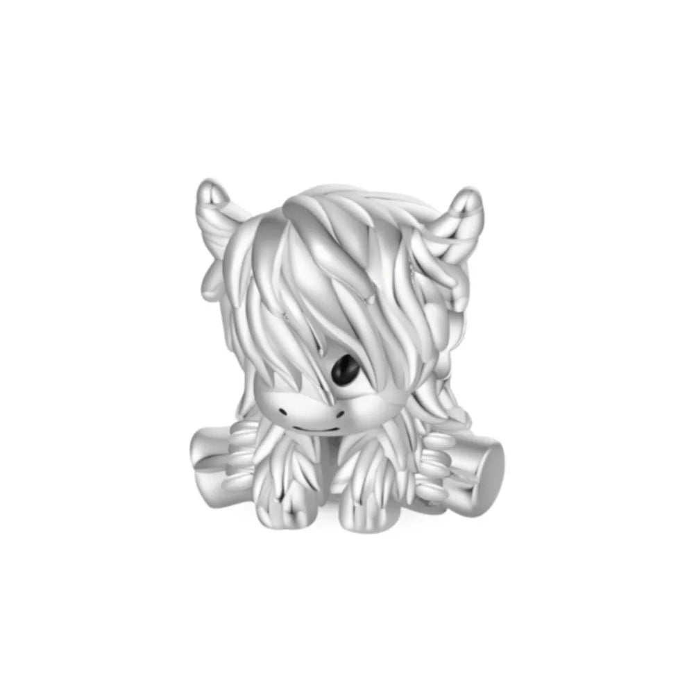 Fashionable 925 Sterling Silver Highland Cow Animal Pendant Suitable for Bracelets, Necklaces, DIY Women's Jewelry Accessories