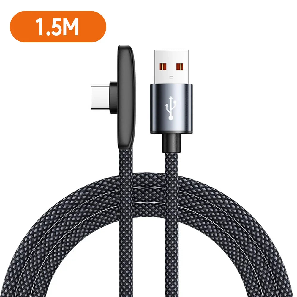 New 100W USB To Type C Fast Charging 90° Elbow Data Cable PD USB C Super Charging Game Cable For Samsung Huawei Realme iPhone