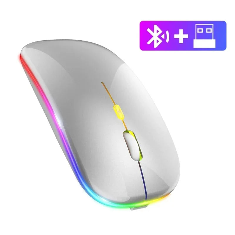 Dual Mode 2.4G Wireless Mouse Bluetooth Mouse RGB Backlit Gaming Mouse Rechargeable Mouse Ergonomic Mice for PC Laptop Tablet
