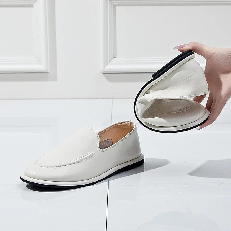 AIYUQI Loafers Women 2026 New Spring Round Toe One Foot Slip-on Shoes Women Genuine Leather Soft Flats Shoes Women