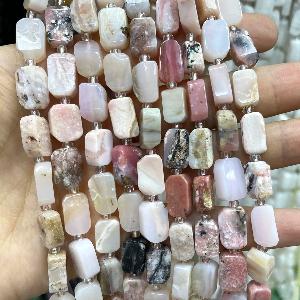 Natural Stone Flat Rectangle Amethyst Lapis Lazuli Quartz Apatite Spacer Beads For Jewelry Making Diy Bracelet Accessorie 8*12MM