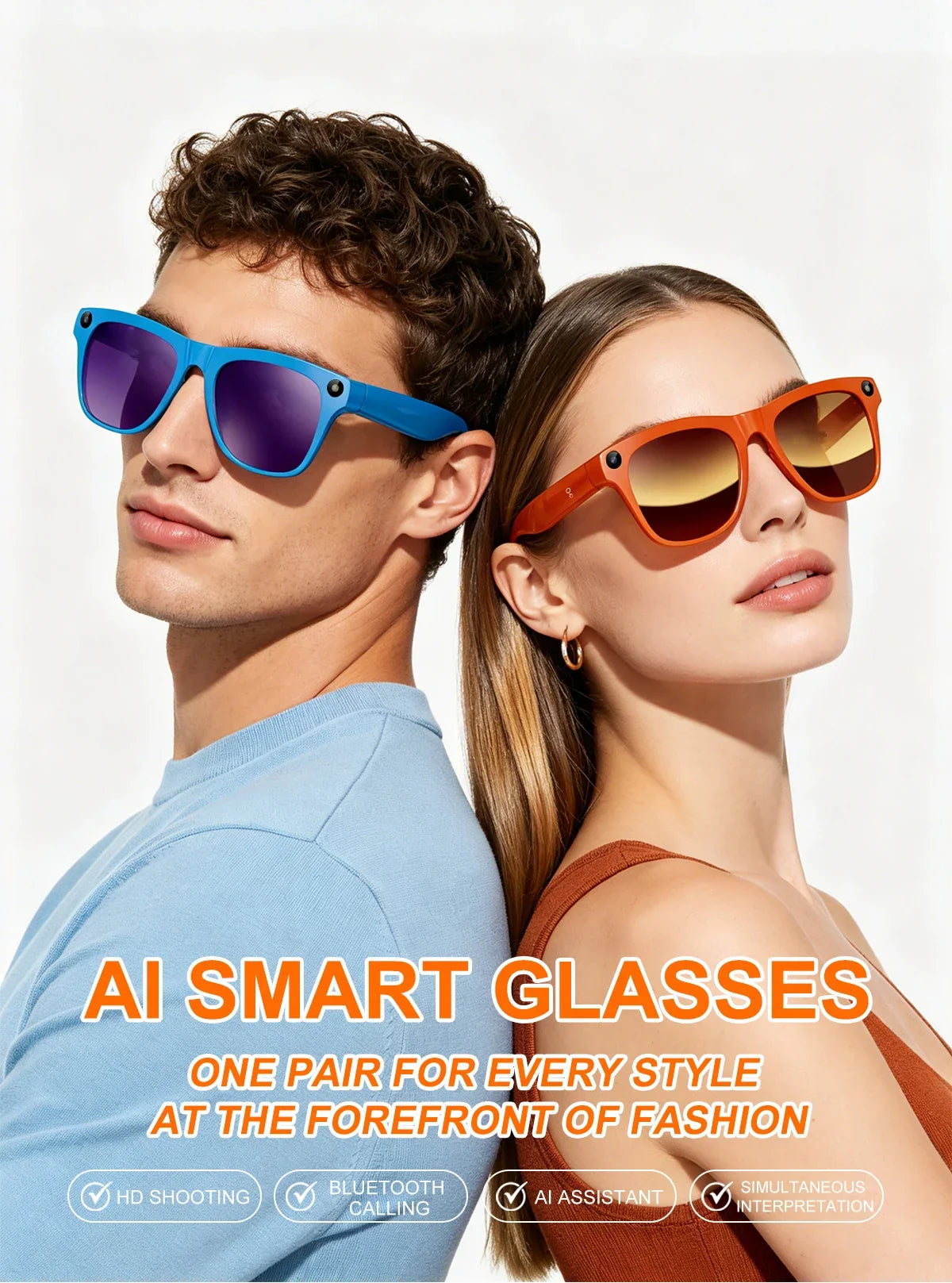 Lenovo Upgrade Smart AI Glasses 800W HD 8K Shooting Camera Photo Video Voice Call Translation Bluetooth AI Motorcycle Glasses