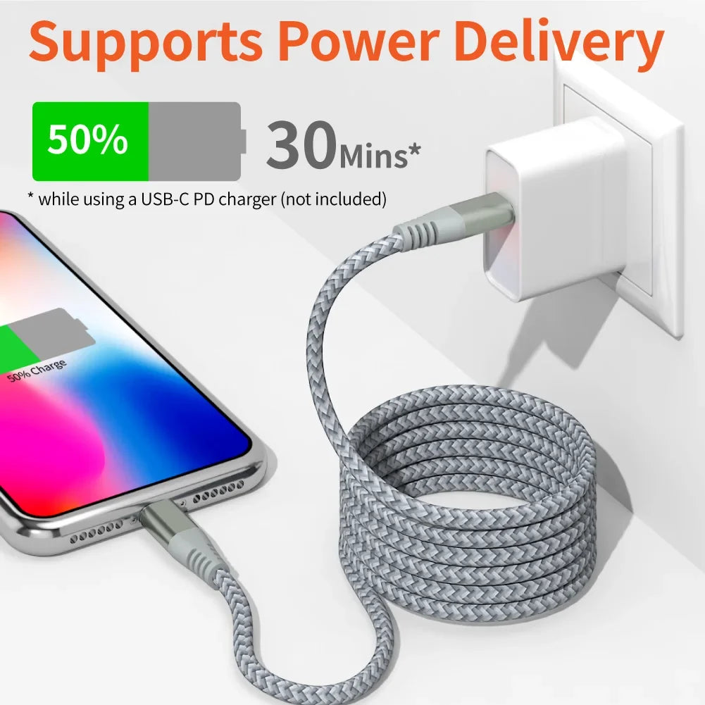LAIHONEN 1 Pack MFi Certified USB C to Lightning Nylon Braided Fast Charging Cable 1M 2M 3M for iPhone 13 12 11 Pro Max
