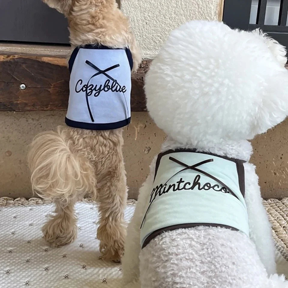 Summer Letter Printed Puppy Sling Breathable Teddy Vest Small Dog Bow T-shirt Casual Dog Clothes Pet Supplies