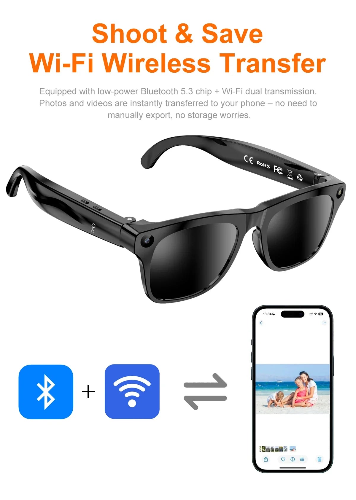 Lenovo Upgrade Smart AI Glasses 800W HD 8K Shooting Camera Photo Video Voice Call Translation Bluetooth AI Motorcycle Glasses