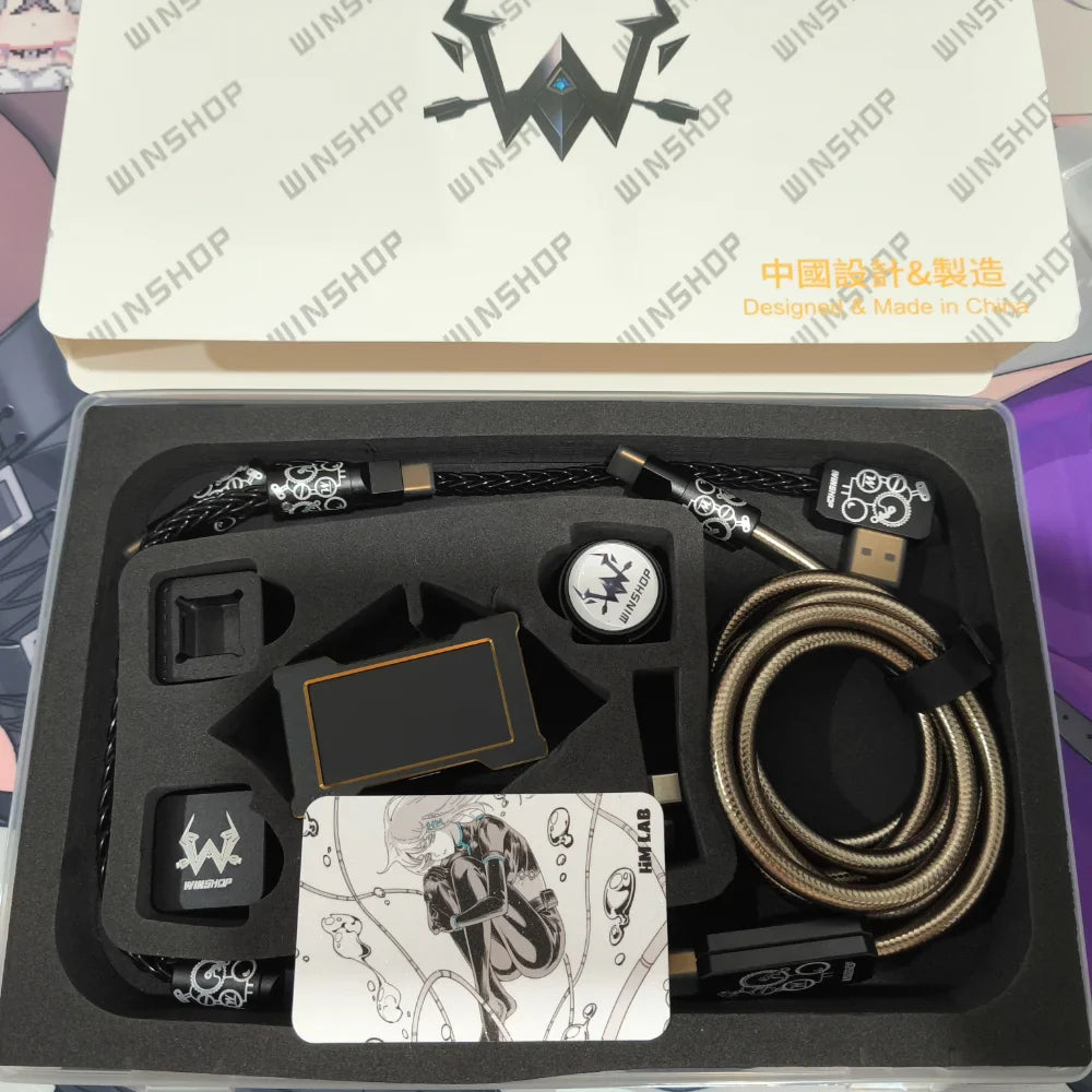 HM&WINS Co-Branded Set - Luminous Gold HUB + Aviation Cable, Trendy Desk Setup for Gaming-Specific Use hemu HMLAB Winshop