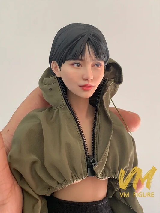 1/6 1/12 Super-realistic Woman Head Sculpture Beauty Head Painted Resin Model For 12" 6" Female Soldier Action Figure Body Doll