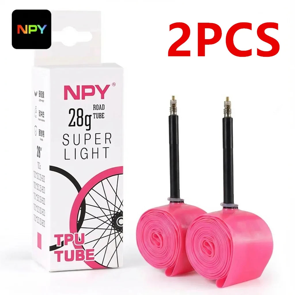 NPY 1Pcs Ultralight 28g Bike TPU Inner Tube 700X18 25 28 32 Road Bicycle TPU Material Tire 45mm/65mm/85mm Length French Valve