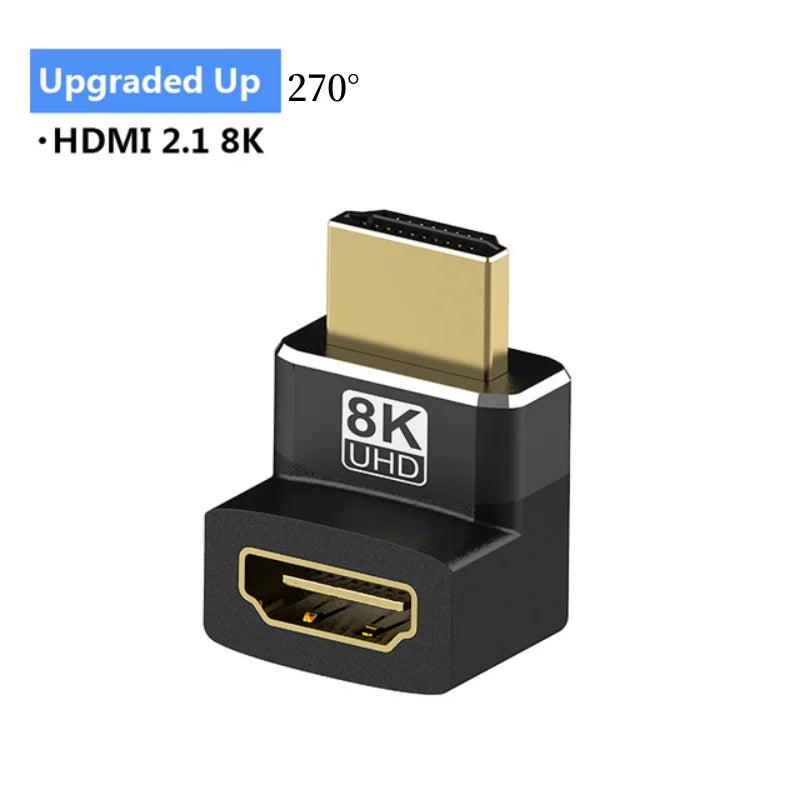 MIZIQIER 8K HDMI 2.1 Adapter 90 270 Degree Male to Female, 8k60Hz 4k120Hz,48Gbps,Compatible PS5/4, HDTV, Roku, TV Stick, PC