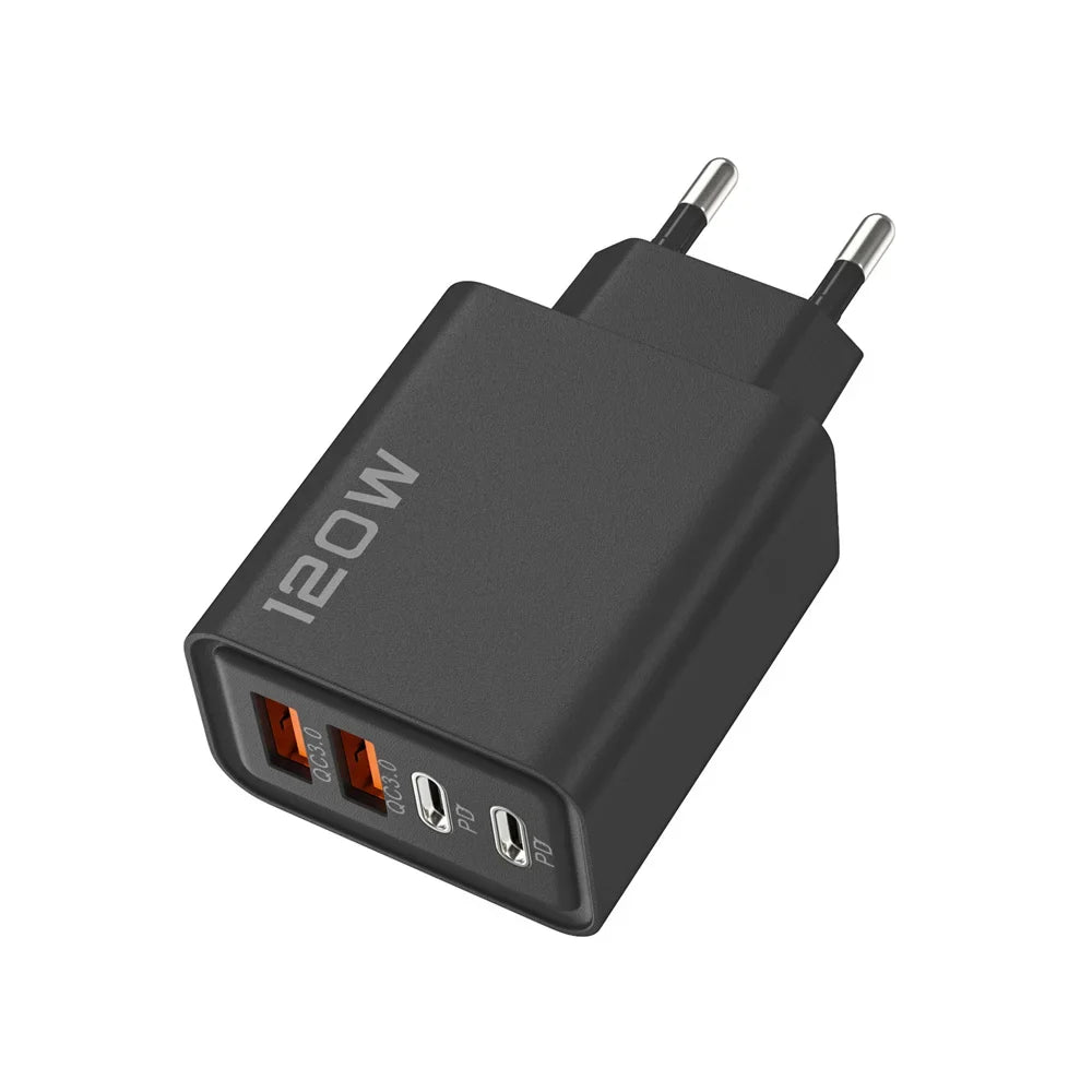 120W USB Type C Charger Mobile Phone Fast Charger Adapter For iPhone Samsung Xiaomi Quick Charge 3.0 EU/US/UK Plug Wall Charger