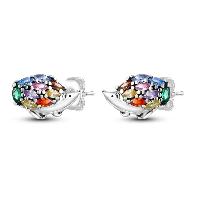 Original 925 Sterling Silver Colorful Cute Animal Pet Stud Earrings For Women Collocation For Girlfriend Birthday Gift