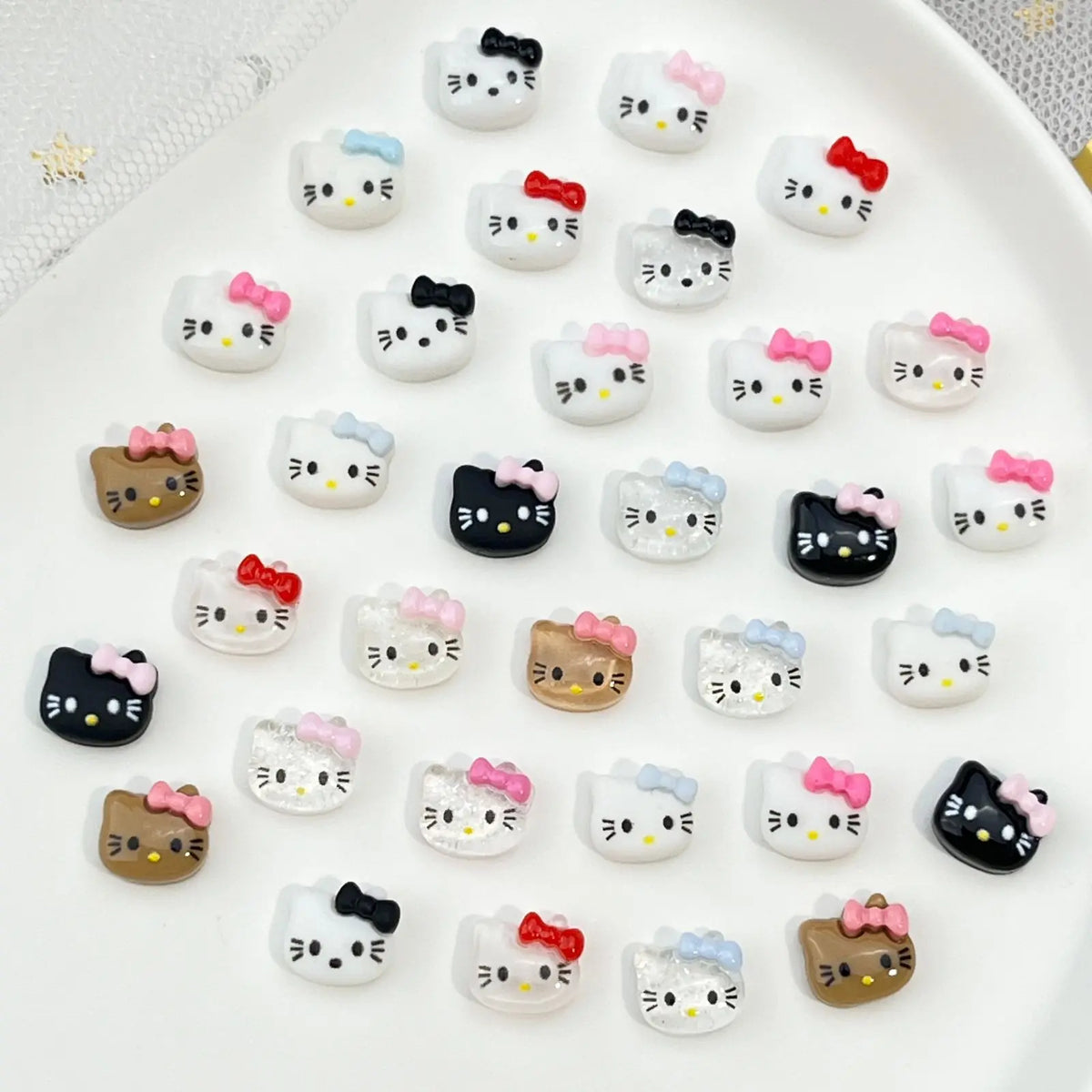 120PCS Box Mixed Hello Kitty 3D Nail Charms Cute Cartoon Resin Ornaments Kawaii DIY Nail Art Manicure Decor Accessories