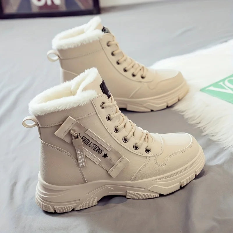 Insulated Women's Winter Ankle Boots with Thick Sole Traction