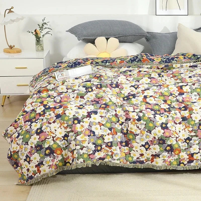 Nordic Throw Blanket For Beds Cotton Double Sided Sofa Cover Sofa Cushion Soft Blanket Leisure Bedspread Four Seasons Thin Quilt
