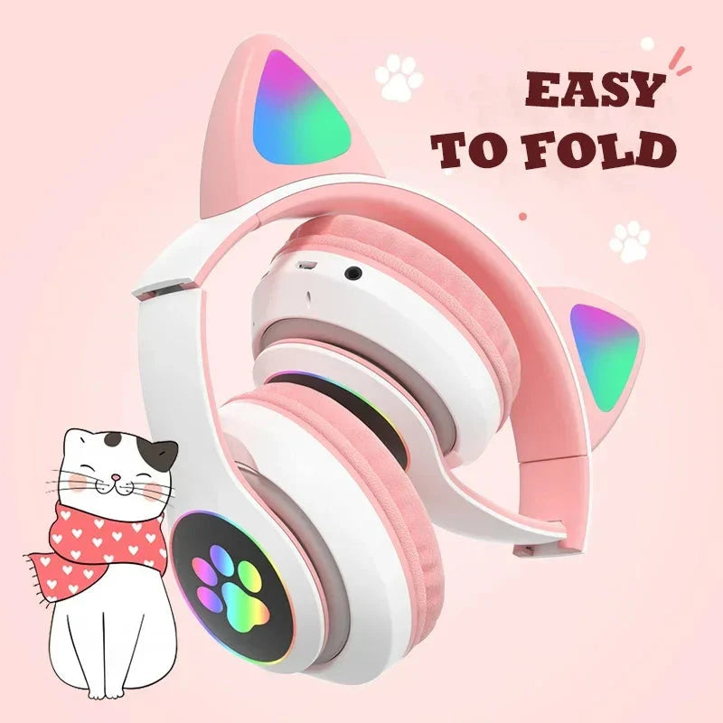 NNEOBA Wireless Cat Ears Headphone Pink