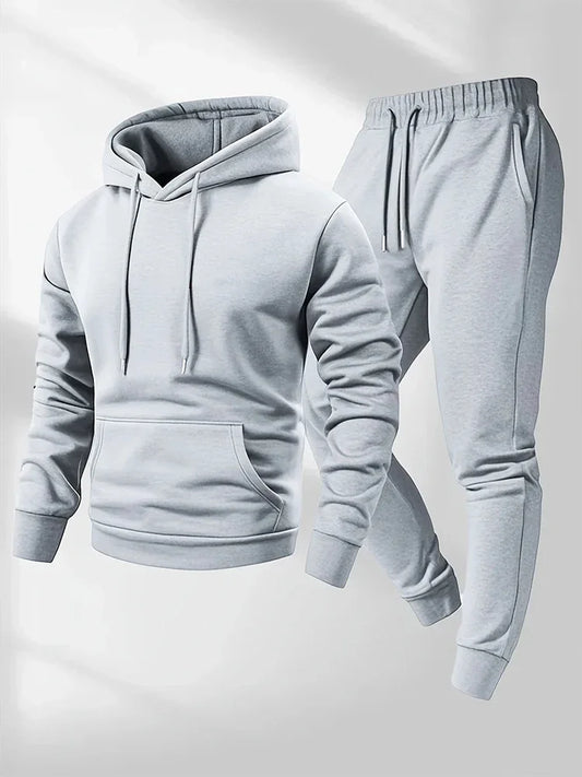 Men's Tracksuit Casual Hoodies Sweatshirts Suit Outdoors Gym Sports Jogging Clothing Autumn Winter Fashion Sweatpants 2 Pcs Sets
