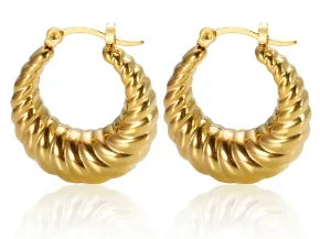 Shiny Zircon Hoop Earrings for Women Trendy Golden Stainless Steel Circle Earring Jewelry Pendientes